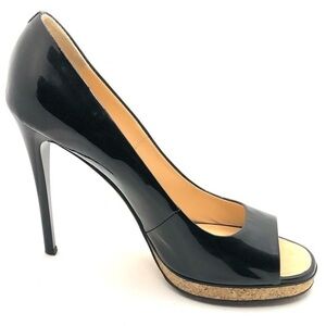🌺GIUSEPPE ZANOTTI 🌺 Patent black patent cork Platforms pumps US 8.5